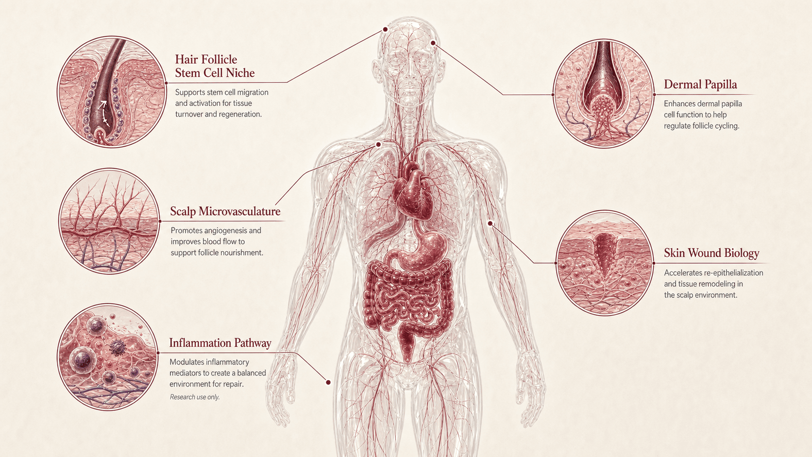 Thymosin beta-4 / TB-500 anatomical canvas