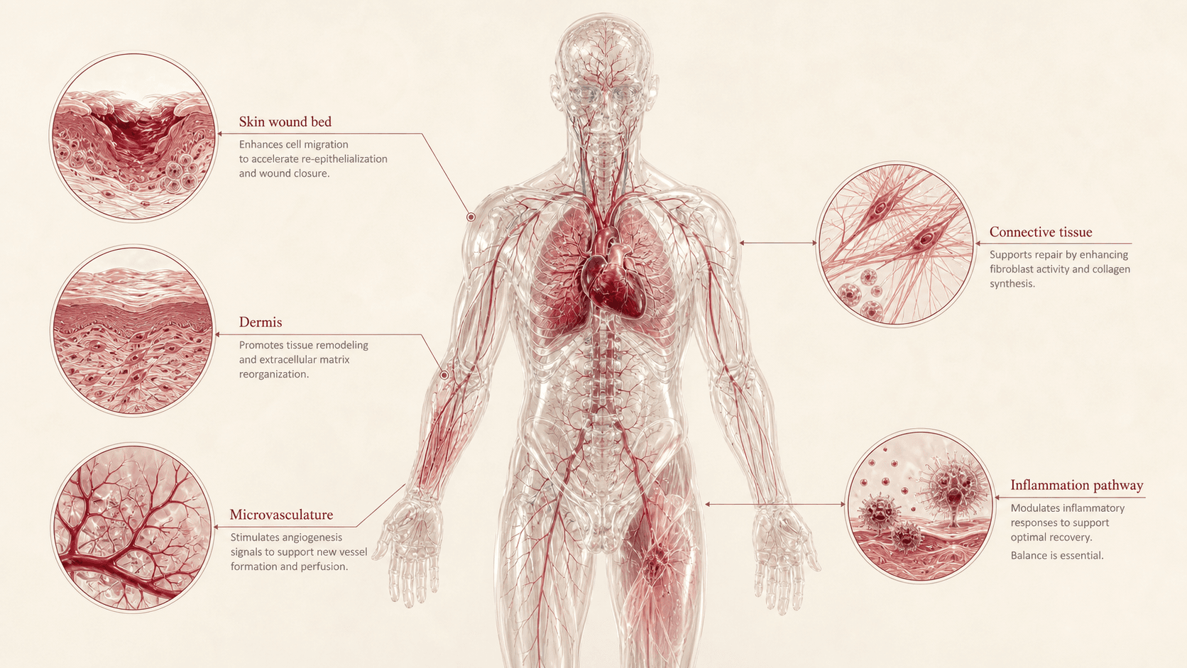 TB-500 / Thymosin beta-4 anatomical canvas