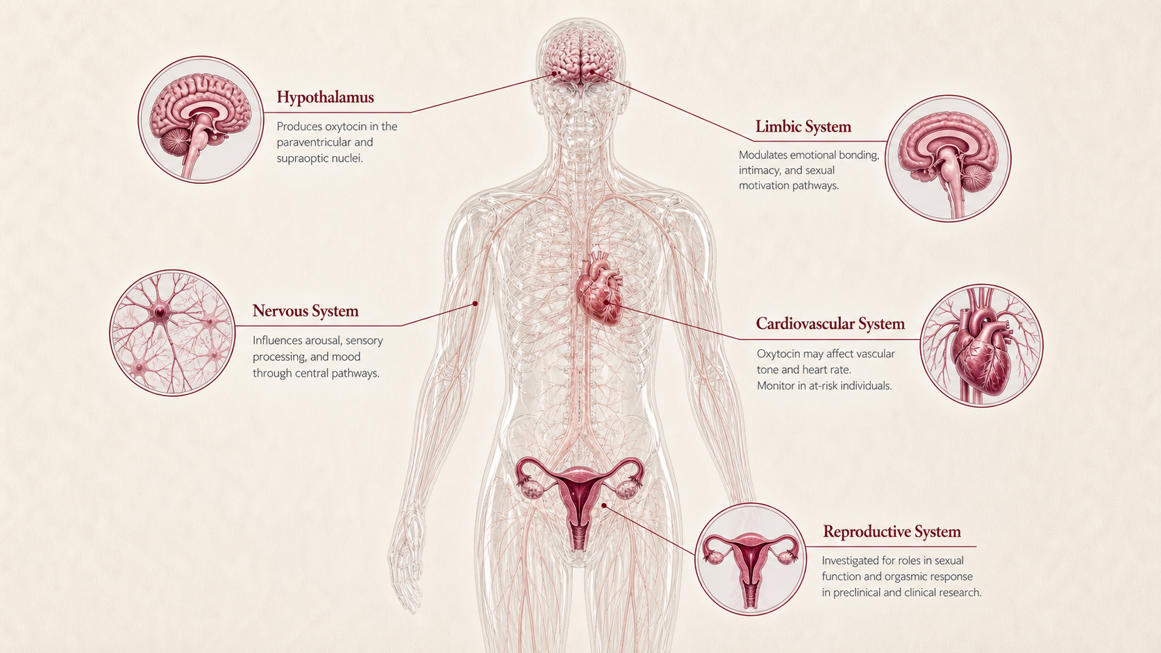 Oxytocin concept canvas showing metabolic effect panels