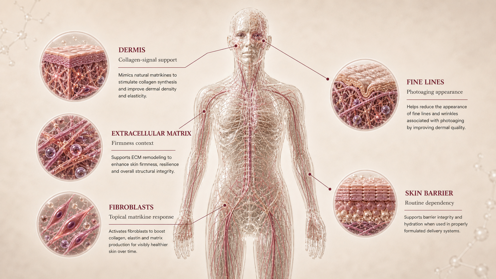 Matrixyl / Pal-KTTKS concept canvas showing metabolic effect panels